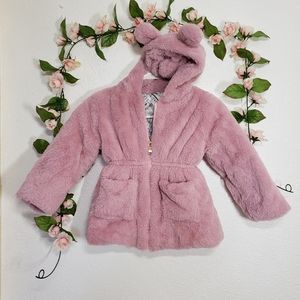 Synthetic fur coat, warm pink winter for girl. unknown brand